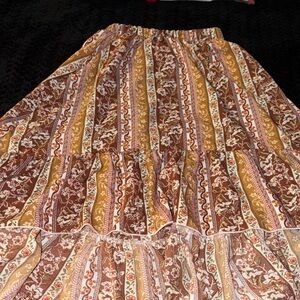 Bohemian Brown and Cream Maxi Skirt